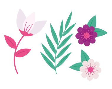 Yaprak vektör tasarımlı çiçekler