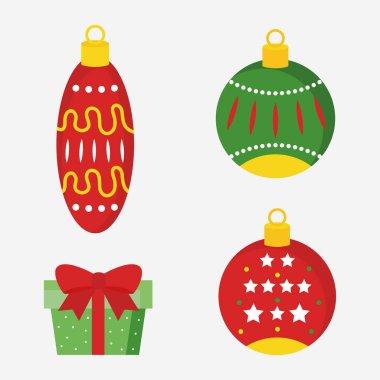 Mutlu noel küreleri ve hediye vektör tasarımı