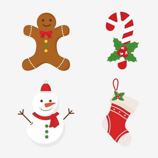 Mutlu Noeller zencefilli kurabiye kardan adam ve çizme vektör tasarımı — Stok Vektör