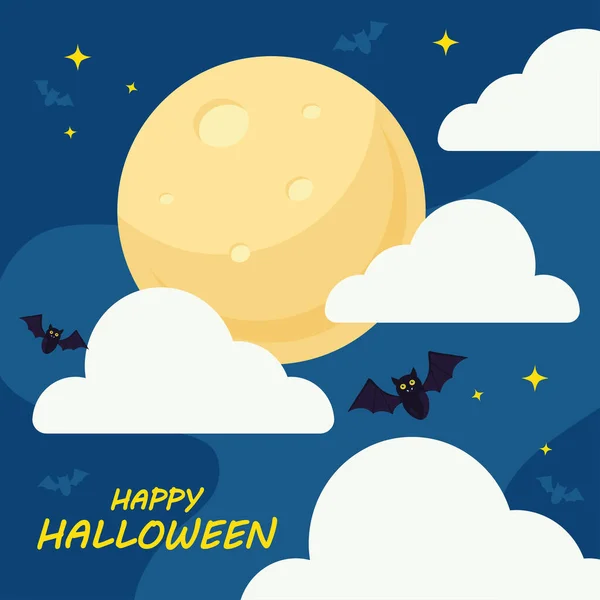 Halloween feliz com morcegos desenhos animados design vetorial —  Vetores de Stock