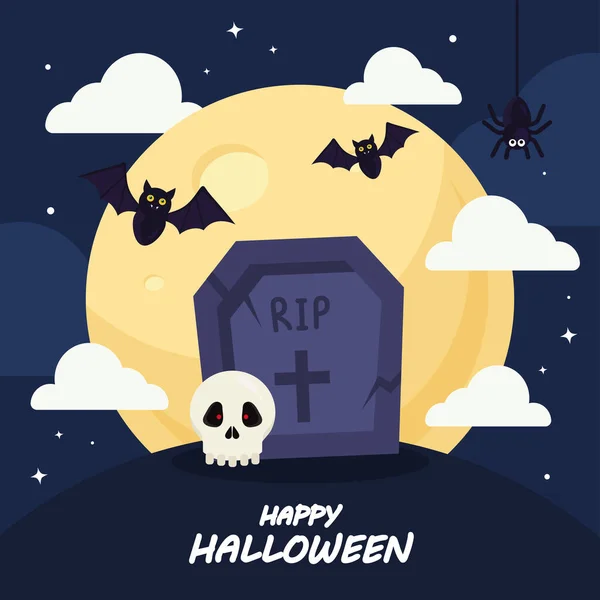 Felice Halloween con grave disegno vettoriale — Vettoriale Stock