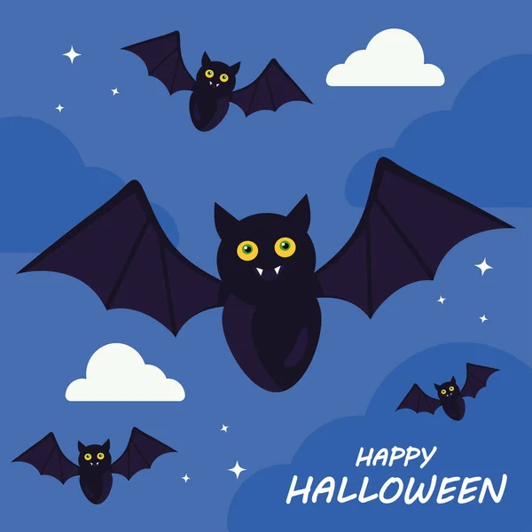 Halloween feliz com morcegos desenhos animados design vetorial —  Vetores de Stock