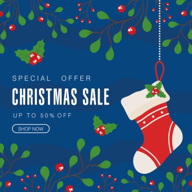 Çizmeli noel indirimi ve vektör tasarımı