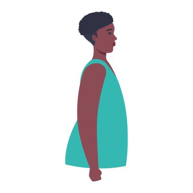 Artı boyut siyah kadın çizgi film yan görünüm vektör tasarımı