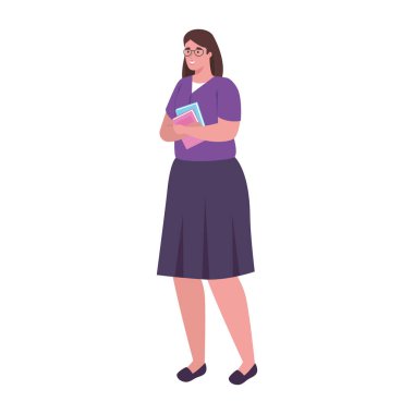 Artı kitap vektörü tasarımlı kadın karikatürü