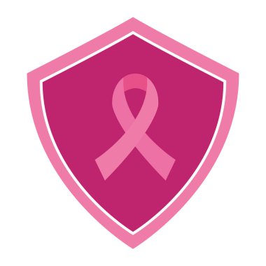 Kalkan vektör tasarımında göğüs kanseri farkındalığı pembe kurdele