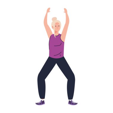 Son sınıf kadın çizgi film germe vektör tasarımı