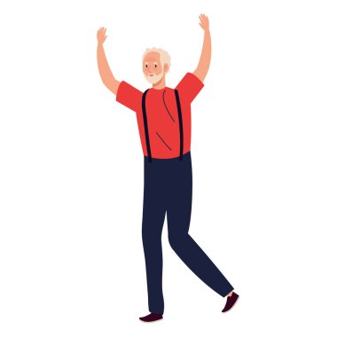 Vektör tasarımlı kıdemli adam çizgi filmi.