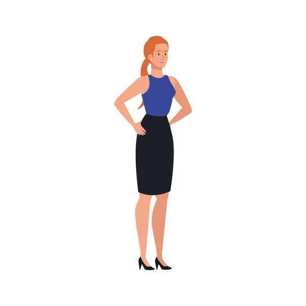 Dessin animé femme avec dessin vectoriel cheveux rouges — Image vectorielle