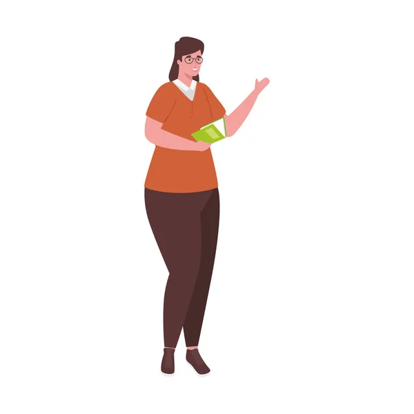 Dessin animé femme taille plus avec la conception vectorielle livre — Image vectorielle