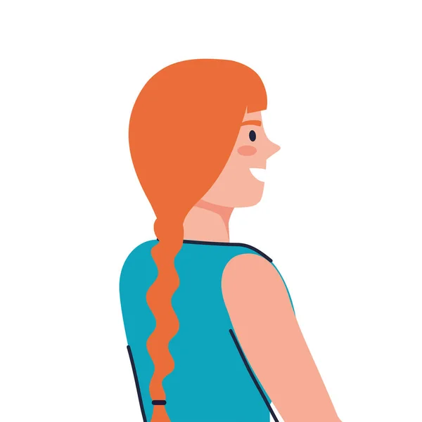 Mulher desenhos animados com design de vetor de cabelo vermelho — Vetor de Stock
