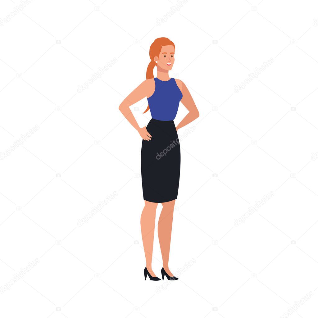 woman cartoon with red hair vector design