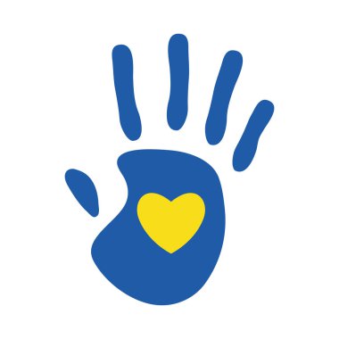 eldeki down sendromlu kalp düz stil vektör tasarımı