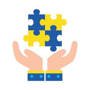 down sendromu ellerin üzerinde düz stil vektör tasarımı bulmacaları