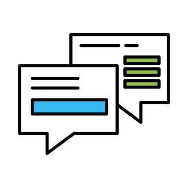 İletişim baloncukları çizgisi ve renk biçimi vektör tasarımı