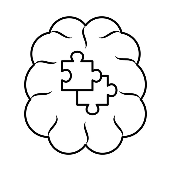 Puzzle in stile linea cerebrale icona vettoriale design — Vettoriale Stock