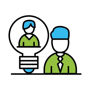 Ampul çizgisi ve renk biçimi vektör tasarımı olan iş arkadaşları