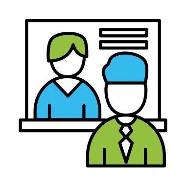 Pano satırı ve renk biçimi vektör tasarımı olan iş arkadaşları