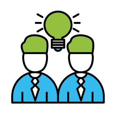 Ampul çizgisi ve renk biçimi vektör tasarımı olan iş arkadaşları