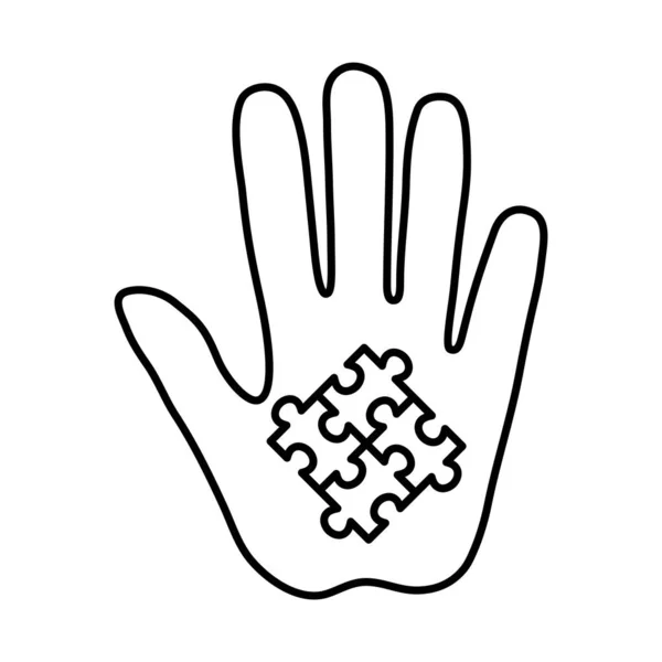 Rompecabezas en la línea de mano icono de estilo de diseño de vectores — Vector de stock