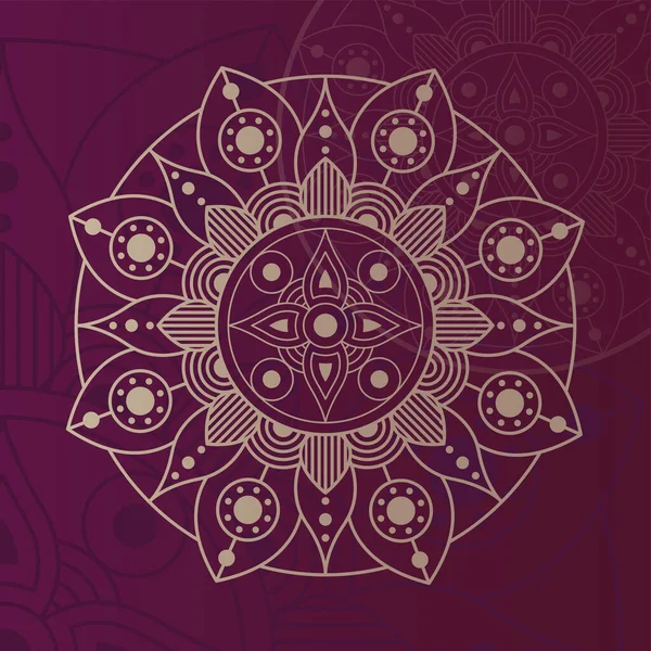 Mandala floral decorativa con fondo púrpura — Archivo Imágenes Vectoriales