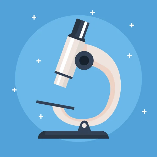 Микроскоп, прибор лаборатории на синем фоне — стоковый вектор