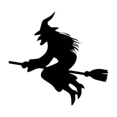 Cadılar Bayramı cadısı süpürge vektör tasarımında