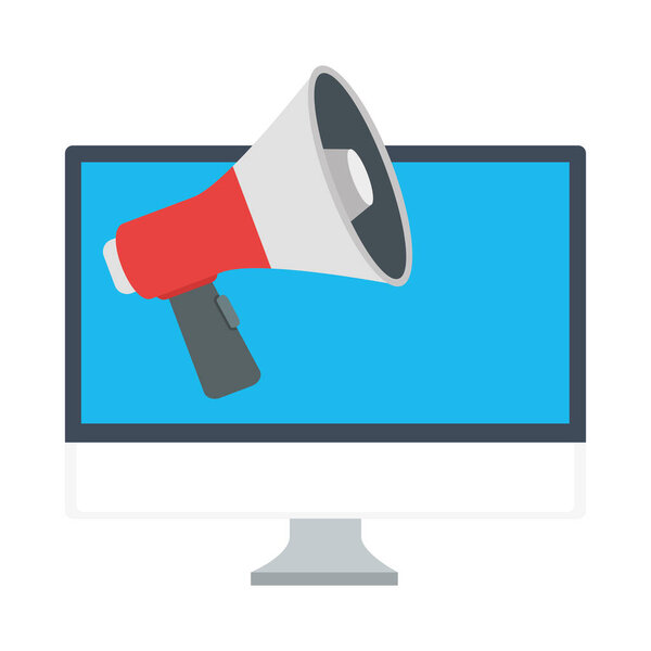 digital computer with megaphone vector design