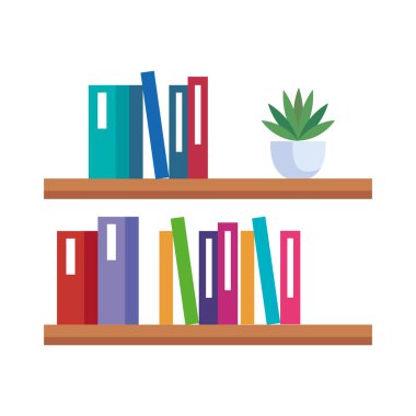 Raflardaki kitaplar vektör tasarımı