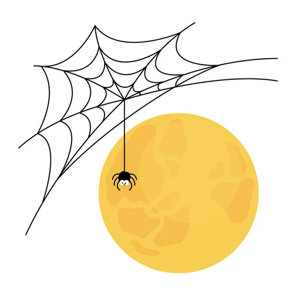 具有蜘蛛矢量设计的月亮之间的光晕 — 图库矢量图片