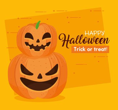 Turuncu arka planda korkunç balkabakları olan Cadılar Bayramı bayrağınız kutlu olsun.