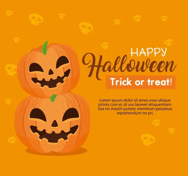 Boldog halloween banner sütőtök narancssárga háttér — Stock Vector