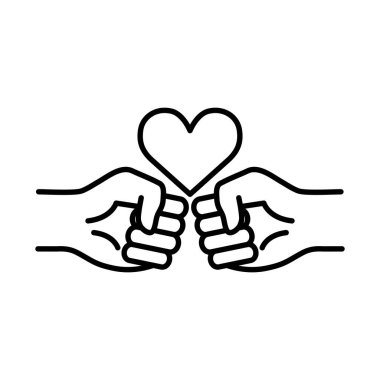 Yumruk el çizgisi biçim vektör tasarımı arasındaki kalp