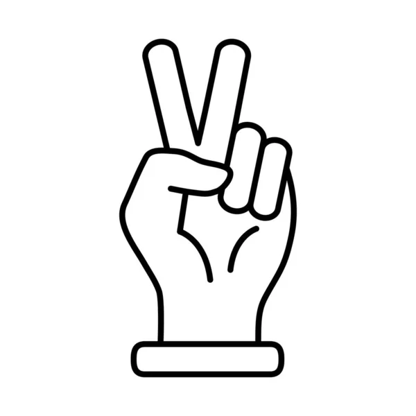 Paz y amor mano línea estilo icono vector diseño — Vector de stock