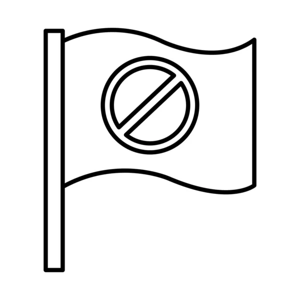 Bandera de manifestación con diseño de vectores de icono de estilo de línea de prohibición — Vector de stock