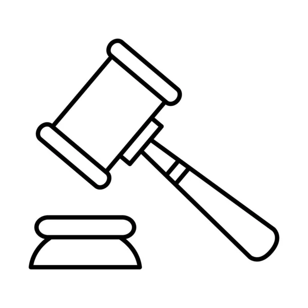 Gesetz hammer linie stil ikone vektor design — Stockvektor