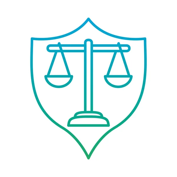 Escala de la ley en escudo degradado icono de diseño de vectores de estilo — Vector de stock