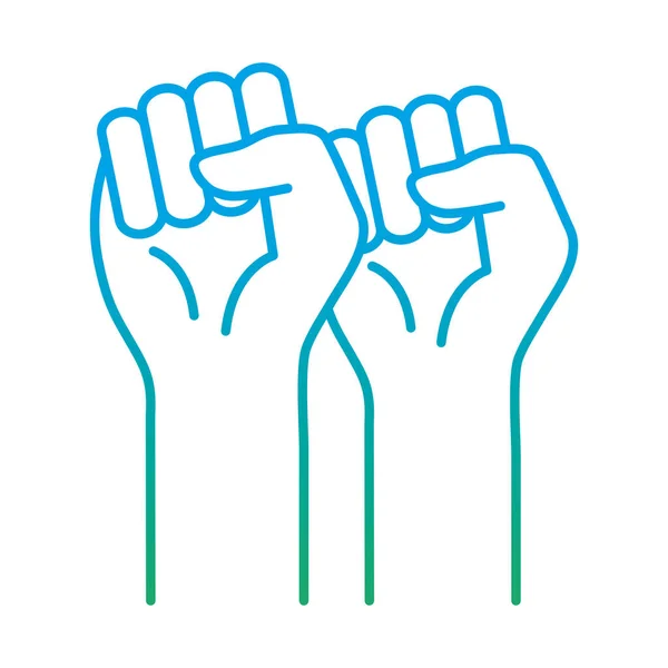 Raised fist hands degraded style icon vector design — Stock Vector