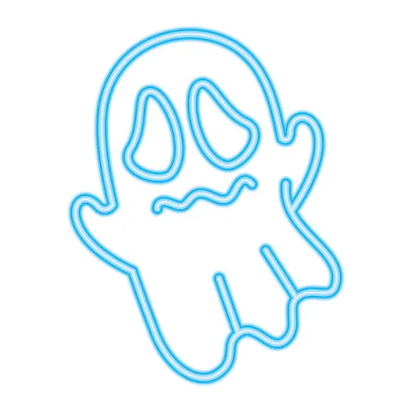Halloween neon ghost cartoon vektordesign — Stockvektor