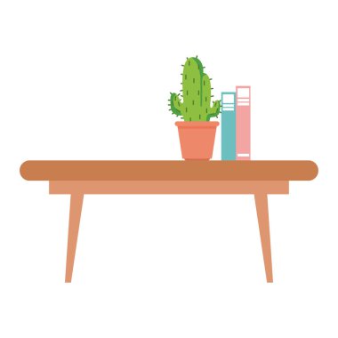 Kitaplı raflar ve kaktüs bitki tasarımı