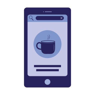 Uykusuzluk çeken akıllı telefon kahve kupası vektör tasarımı