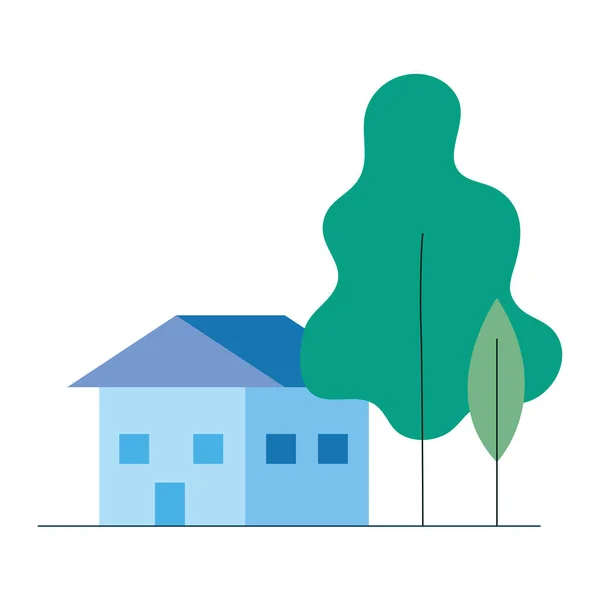 Haus mit Bäumen Vektordesign — Stockvektor
