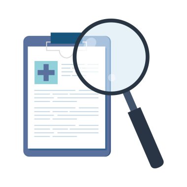 tıbbi belge geçmişi ve lupe vektör tasarımı