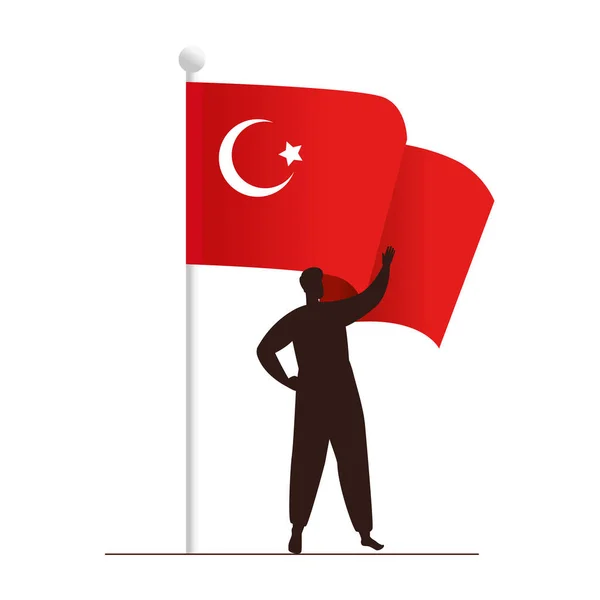 Чоловічий силует з турецьким прапором Векторний дизайн — стоковий вектор