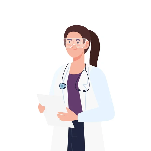Medico medico donna con disegno vettoriale carta — Vettoriale Stock
