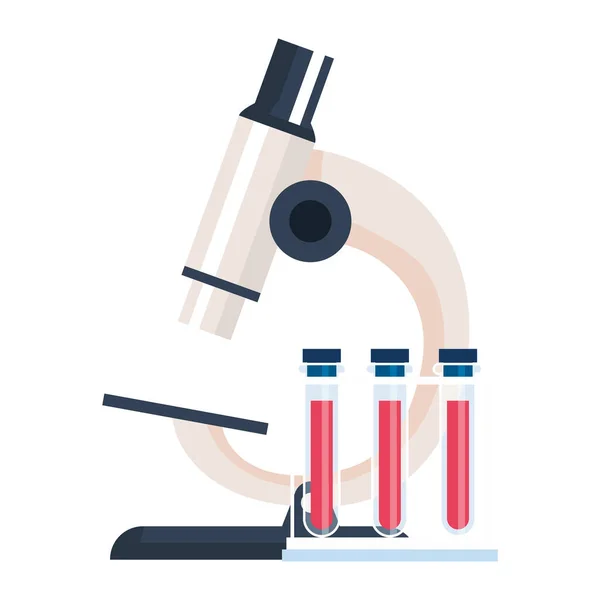 Tubi medici e progettazione vettoriale del microscopio — Vettoriale Stock