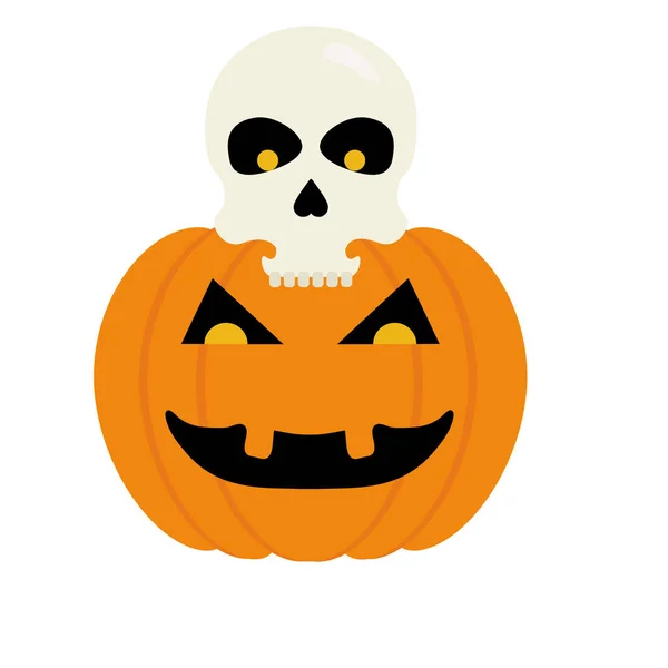 Halloween calabaza y calavera dibujos animados vector de diseño — Vector de stock