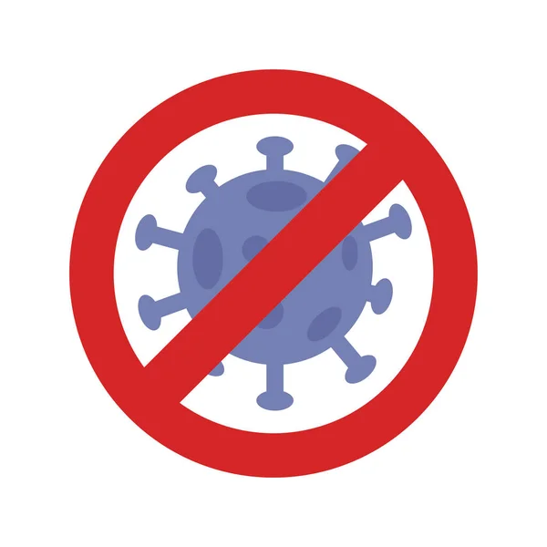 Virus covid 19 avec conception vectorielle d'interdiction — Image vectorielle