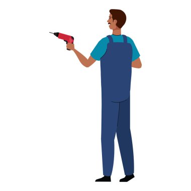 Genel inşaat ve sondaj vektör tasarımlı adam karikatürü