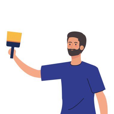 Boya fırçası tasarımı olan adam çizgi filmi